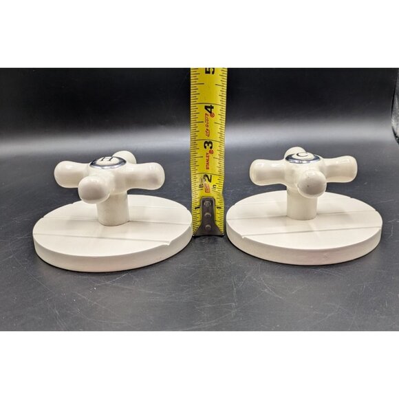 Pair Vintage Style Hot And Cold Faucet Handle Towel Hooks Wall Mount Bathroom - Picture 4 of 5